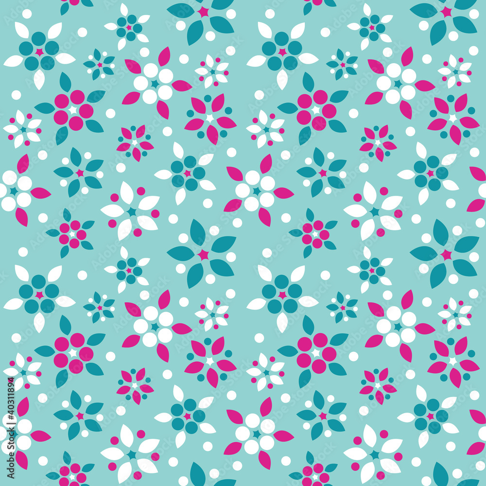 Seamless pattern with cute flowers