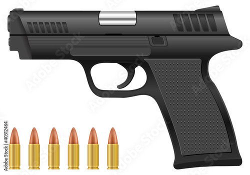 pistol and bullets