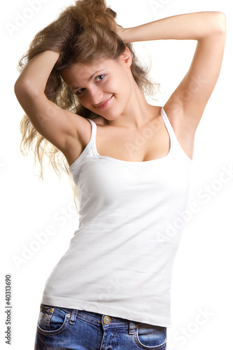 happy woman isolated on white background