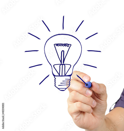 Hand drawing light bulb