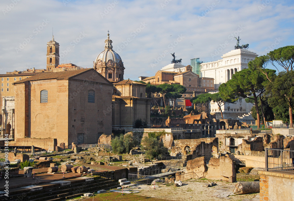 Rome, the Roman Forum with The Curia Julia