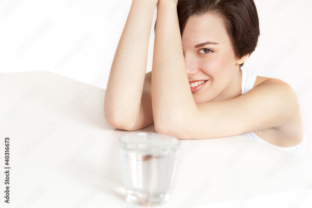 woman with glass of water