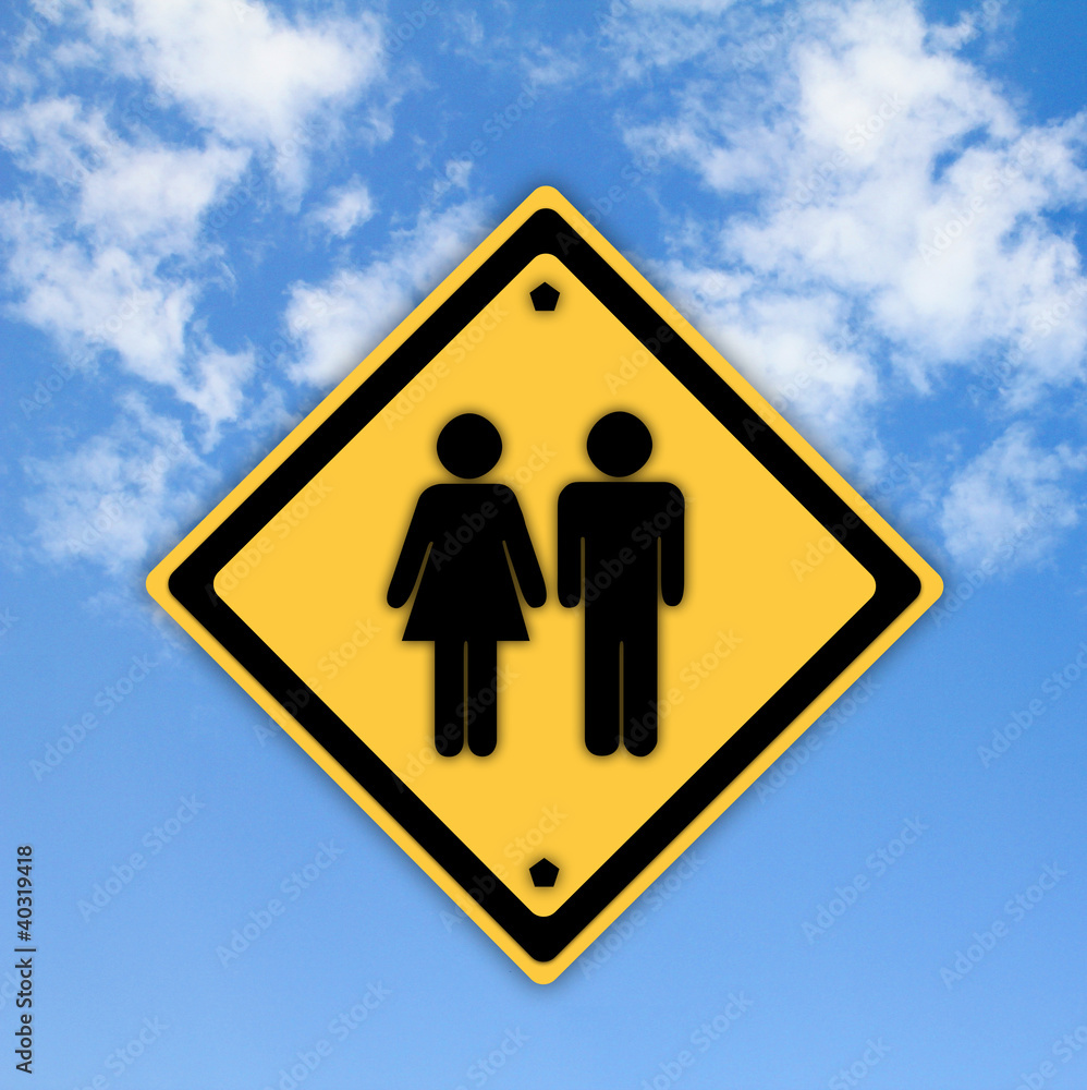 Man and women sign on beautiful sky background. Man and women sign on beautiful sky background.