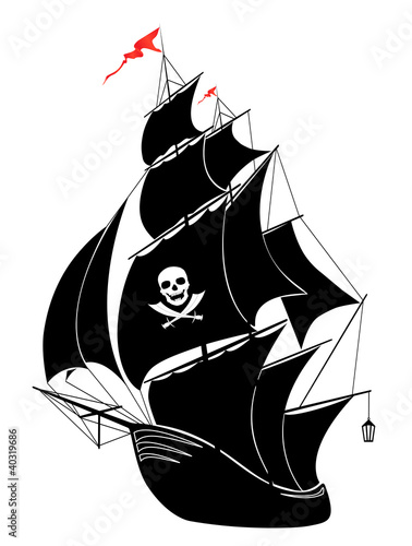 Silhouette of a old pirate ship