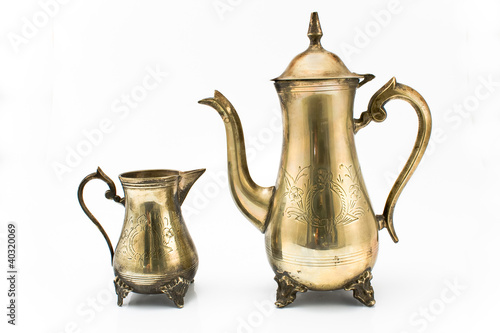 Antique silver teapot and jug