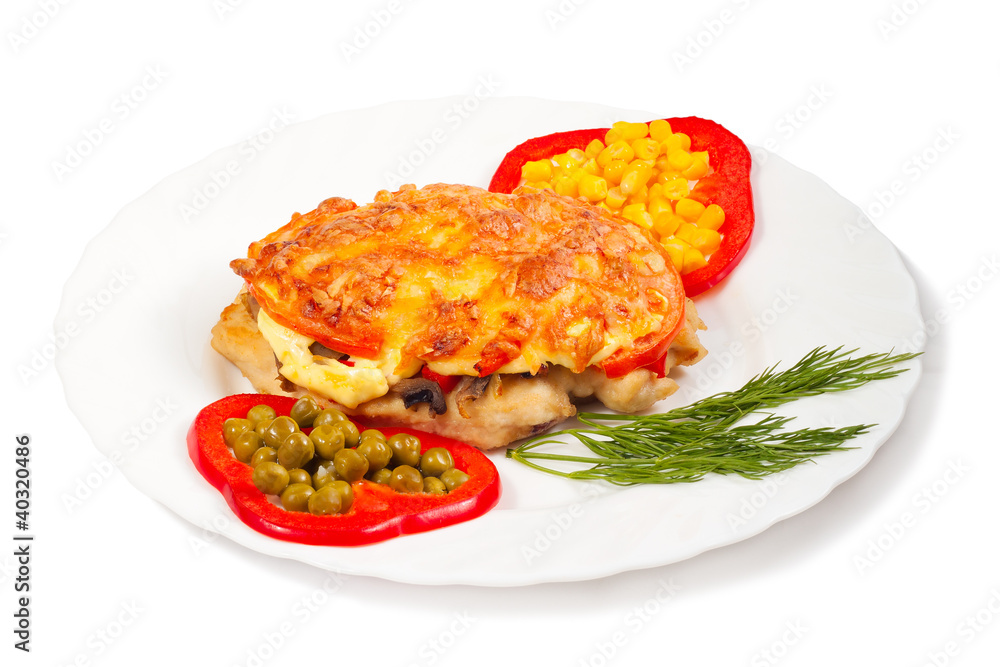 meat with cheese and vegetables meat with cheese and vegetables