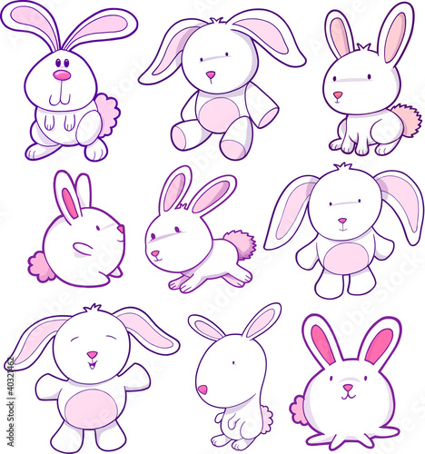 Easter Bunny Rabbit Vector Set