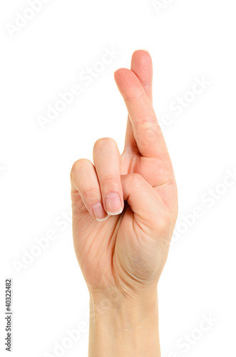 Fototapet Hand with crossed fingers