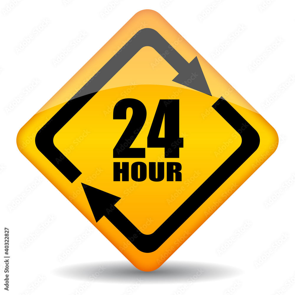 Vector 24 hour rhombus sign Vector 24 hour rhombus sign