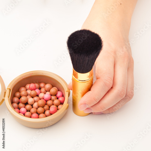 makeup brush and rouge