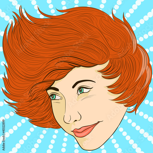 Smiling girl face in retro style