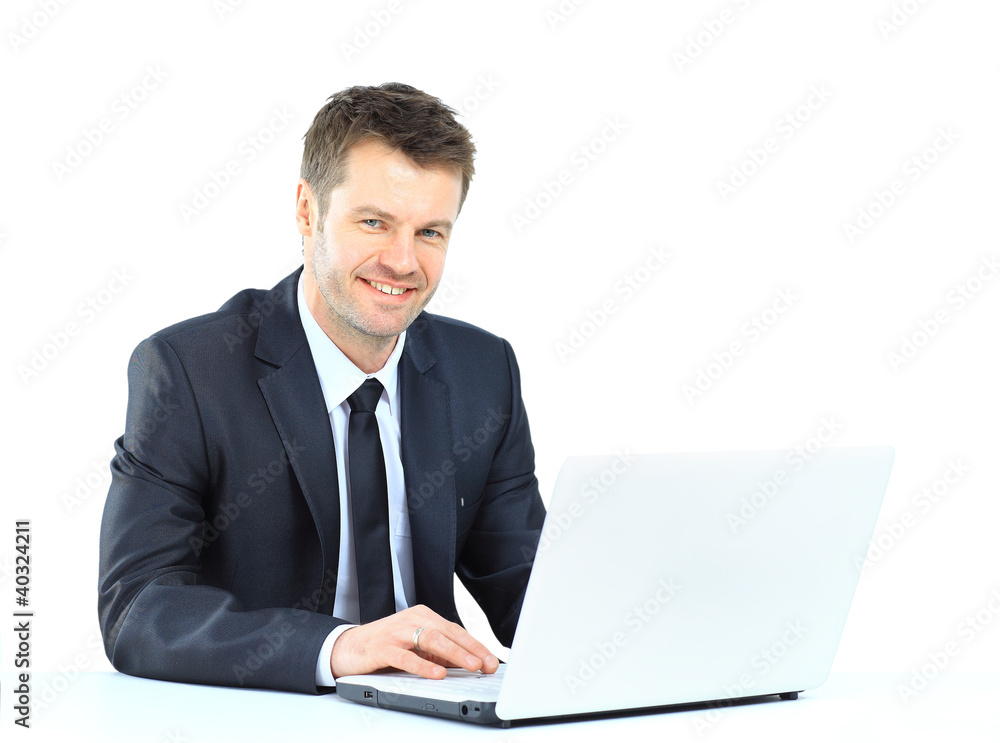 Portrait of young confident business man with laptop Portrait of young confident business man with laptop