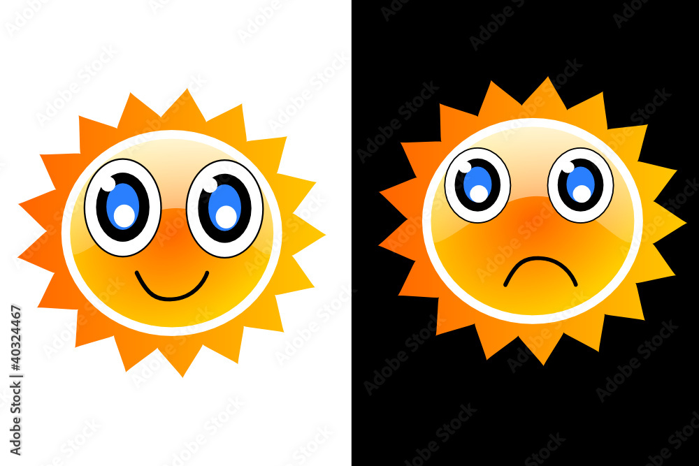 Happy and sad sun
