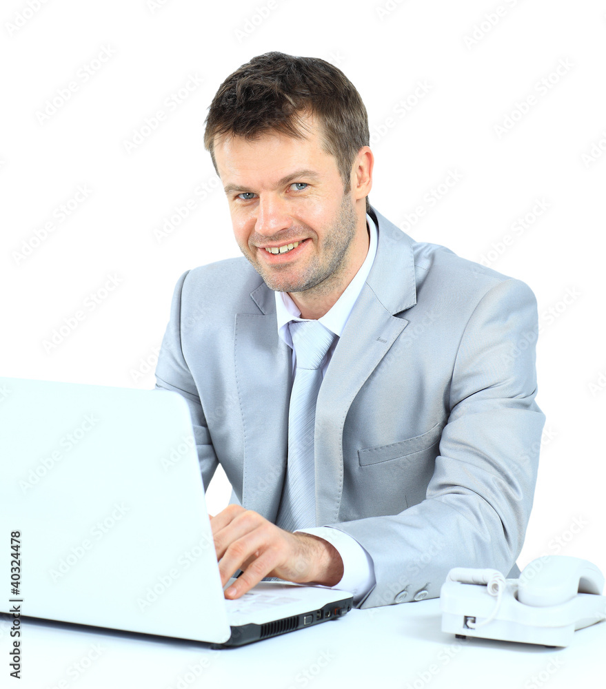Portrait of young confident business man with laptop Portrait of young confident business man with laptop