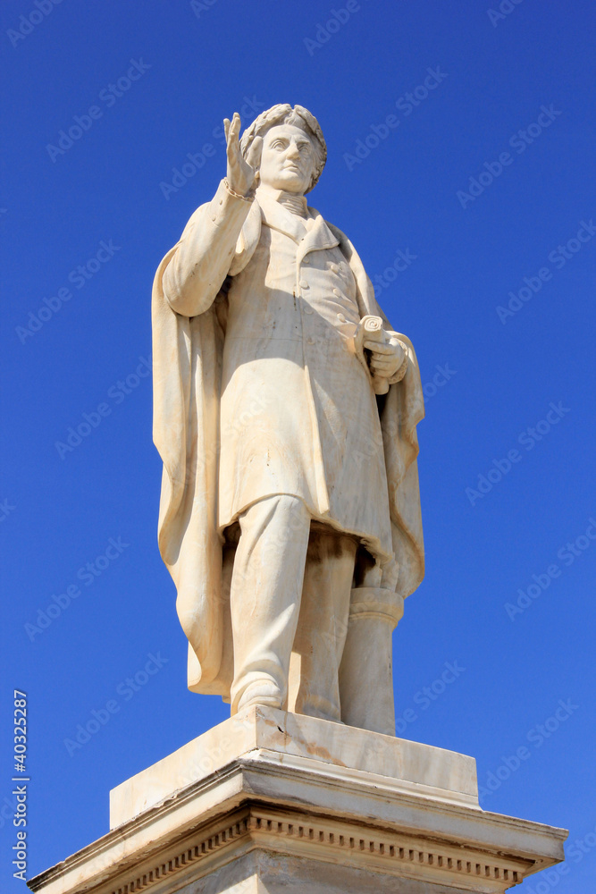 Statue of Greek Poet Dionisios Solomos at Zakynthos island