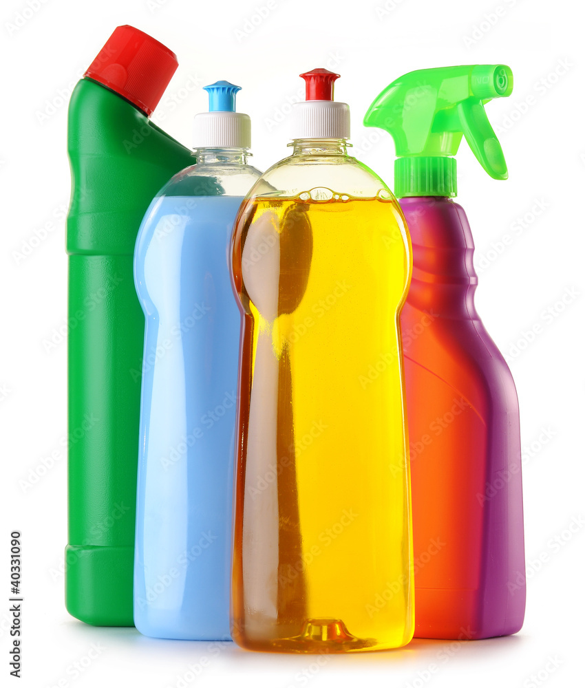 Detergent bottles isolated on white Detergent bottles isolated on white