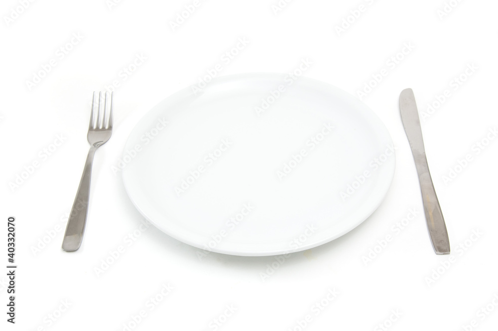 Plate with fork and knife