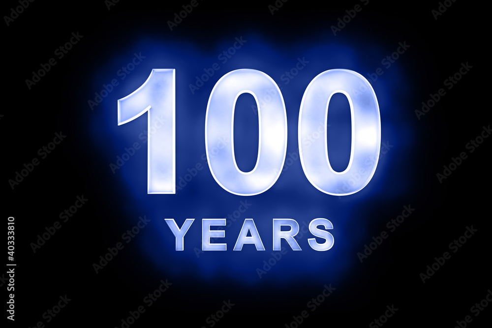 100 years text with blue glow 100 years text with blue glow