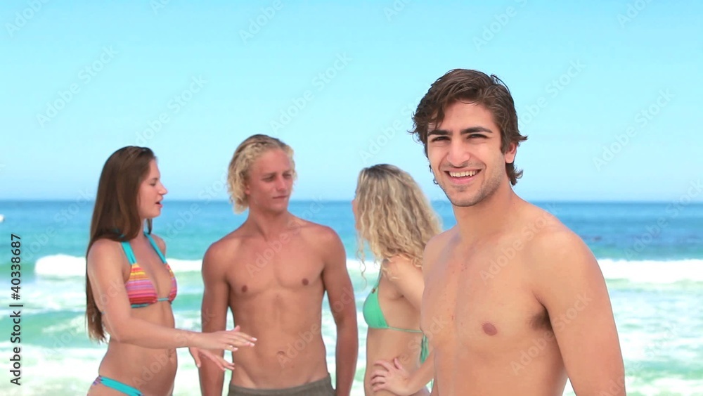 Four friends all talking and having fun Four friends all talking and having fun