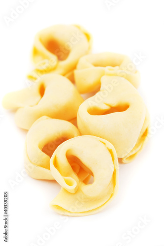 Tortellini pasta isolated on white