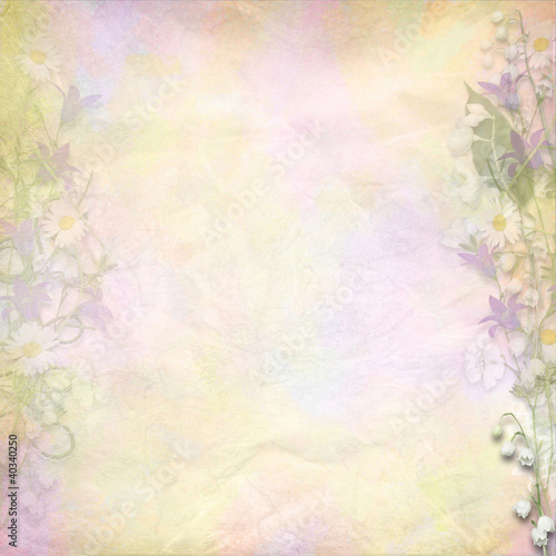 Retro colorful background with spring flowers