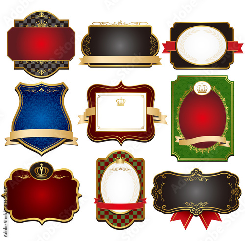 gold-framed labels set vector