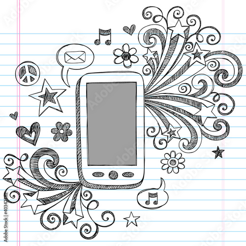 Cell Phone Mobile PDA Sketchy Doodles Vector Design