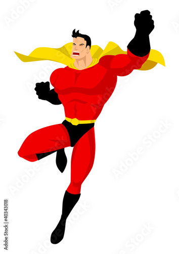 Superhero in flying pose
