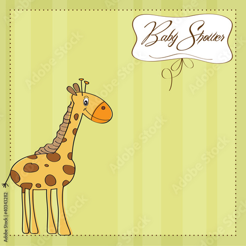 new baby announcement card with giraffe