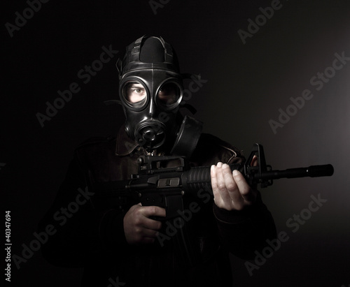 terrorist with gas mask © tiero