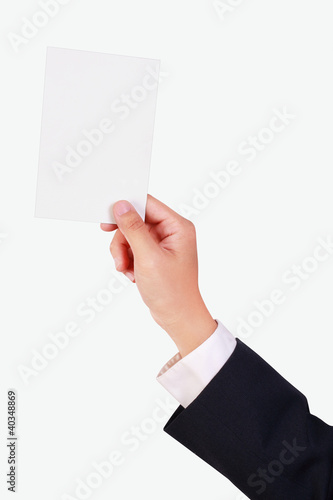business man hold blank paper