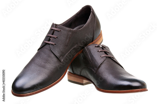 Pair of brown male classic shoes over white