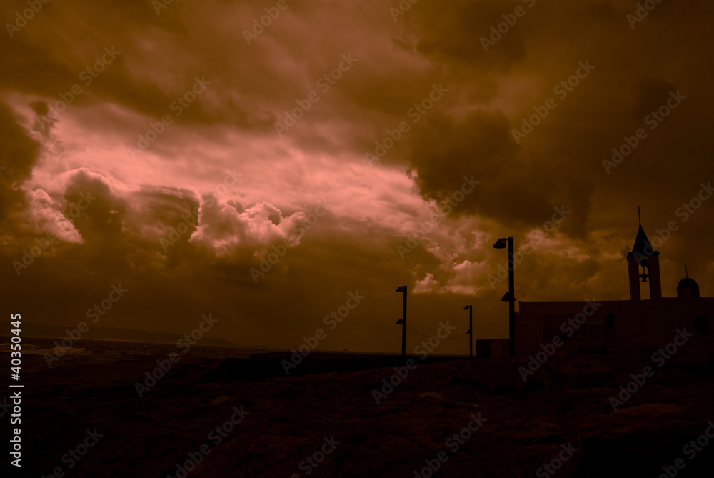 Naklejka premium Acre sea wall,Evening view