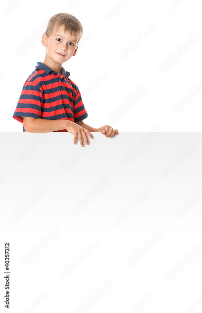 Boy holding a banner Boy holding a banner