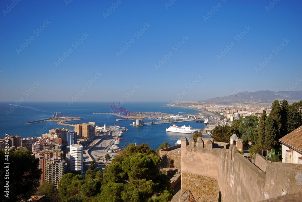 Alcazaba and port area, Malaga, Spain © Arena Photo UK