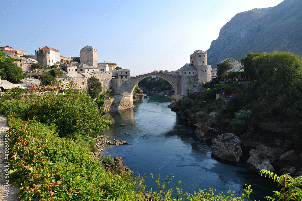 famous bridge in bosnia and herzegovina, europe