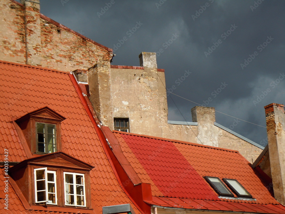 Red roofs and black clouds (Riga, Latvia)