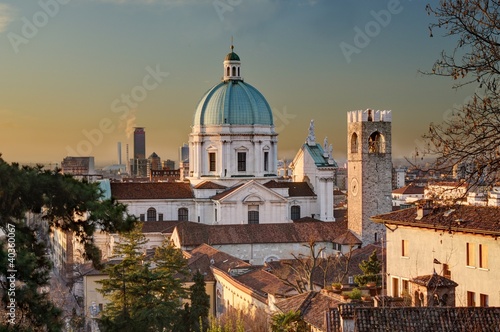 The dome of Duomo Nuovo in Brescia after sunrise photo