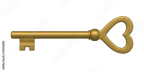Heart Shaped Golden Skeleton Key