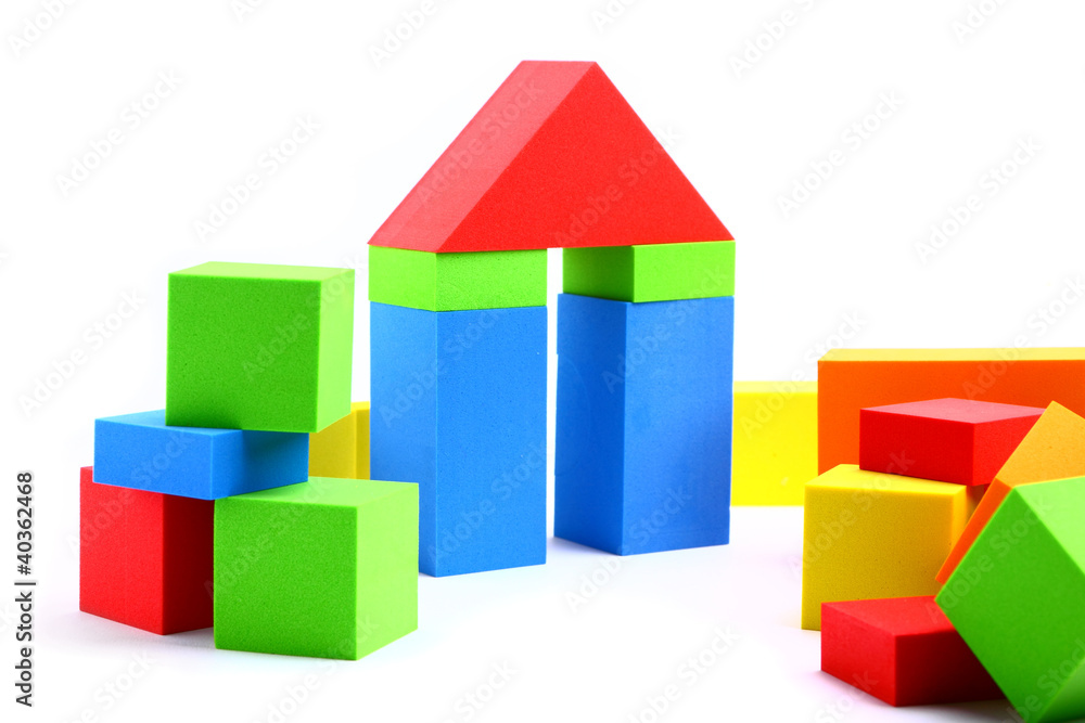 Colorful toy blocks isolated on white background Colorful toy blocks isolated on white background