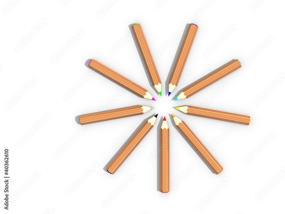 Crayons de couleur 3d cercle Crayons de couleur 3d cercle