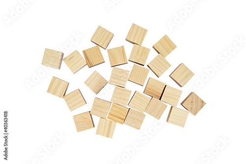 Wood Cube blocks on white background