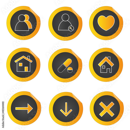 Buttons 2 gelb schwarz