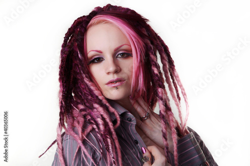 Portrait of woman with dreadlocks hair
