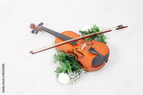 Blumen verzieren die Violine
