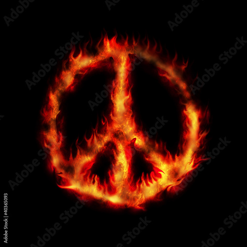 burning hippy antiwar peace sign