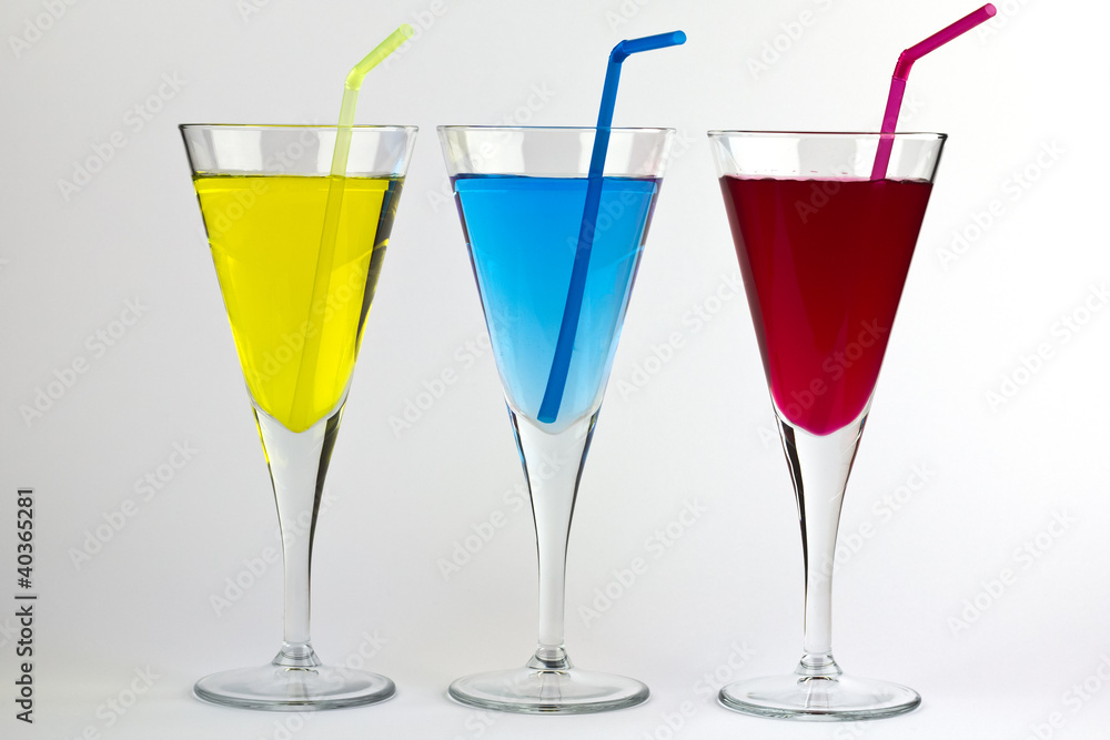 Trio of Colorful Cocktails