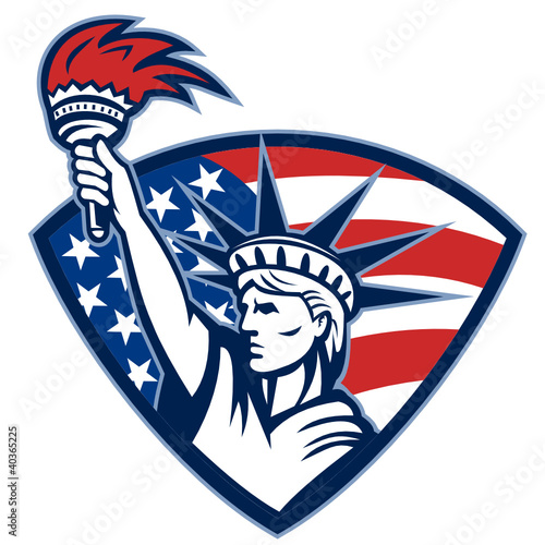 Statue of Liberty Holding Flaming Torch Shield