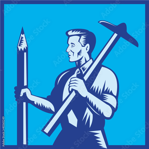 Architect With Pencil and T-Square