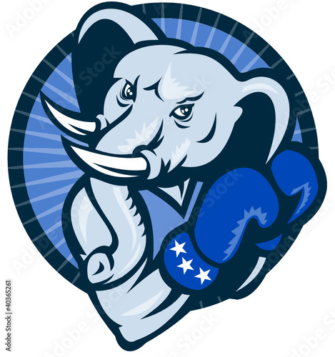 Elephant With Boxing Gloves Democrat Mascot